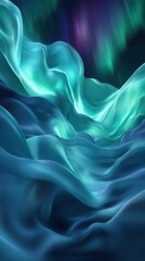 Obraz premium Vibrant waves of blue and green light create a mesmerizing effect in a surreal abstract landscape