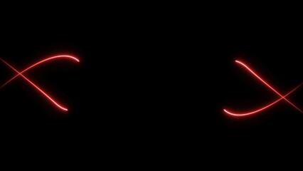 Neon line bright loop red color 4k illustration black background.