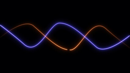 Neon line bright loop colorful 4k illustration black background. 