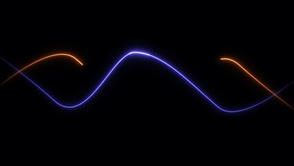 Neon line bright loop colorful 4k illustration black background. 