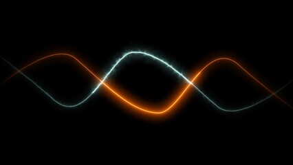 Neon line bright loop colorful 4k illustration black background. 