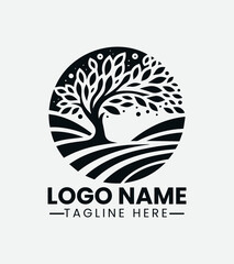 Vintage Tree of Life Logo, Natural Wooden Logo, Forest Emblem Logo, Rustic Tree Logo, Antique Tree Logo Design