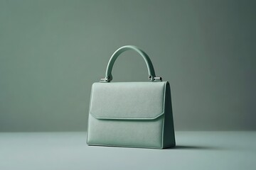 A stylish green handbag on a minimalist background