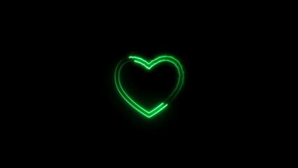 Love neon bright display screen turquoise color 4k illustration. Black background 4k illustration.	