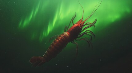 Enigmatic Deep-Sea Lobster Under Aurora Borealis
