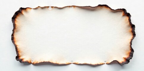 Fototapeta premium Crisp white background showcases charred paper edges, varying degrees of burn , brown, background