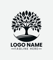 Obraz premium Vintage Tree of Life Logo, Natural Wooden Logo, Forest Emblem Logo, Rustic Tree Logo, Antique Tree Logo Design