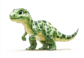 Obraz premium a cartoon illustration of a cheerful and amusing Tyrannosaurus set against a white backdrop, designed for children