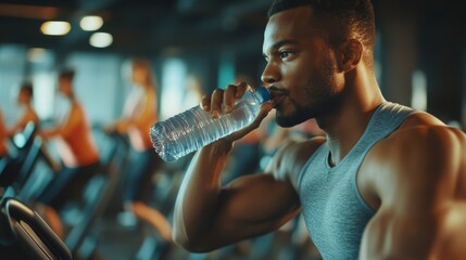 people doing cycling training in class in gym.