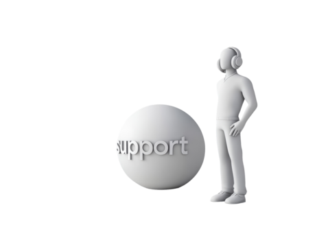 Isolated 3D Figure with Support Sphere in Grayscale