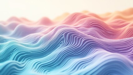 Fototapeta premium Topographic map lines transformed into abstract, flowing patterns with vibrant, surreal colors, creating a modern artistic landscape.