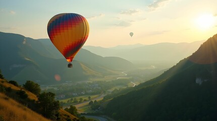 Obraz premium Perfectly Captured Hot Air Balloon in a Dreamy Landscape