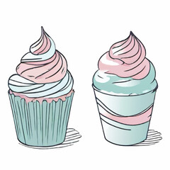set of cupkakes cartoon vector illustration