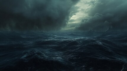 Obraz premium dark storm sky over water surface with artistick shadows added