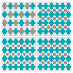 SET OF PATTERN MOROCCAN STYLE GREEN BLUE 