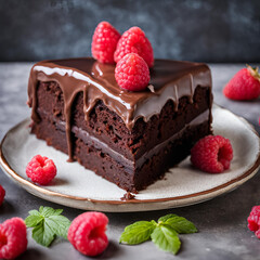 chocolate cake with raspberries