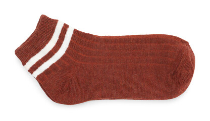 Pair of soft socks isolated on white, top view