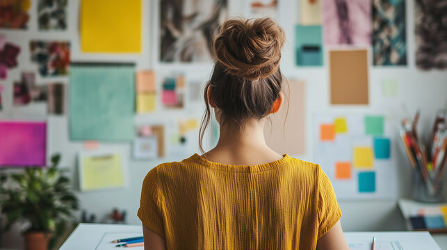 Female designer sketching in creative studio