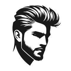 Clean black and white vector silhouette of hairstyle on white background