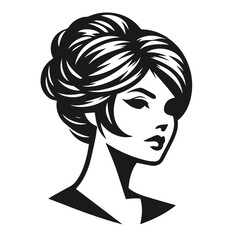 Clean black and white vector silhouette of hairstyle on white background