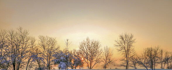 sunrise in the snow field