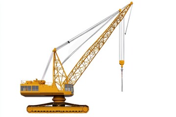 Construction Crane isolated on white background. Heavy Machinery. Tower Crane. Tall Crane Structure. Construction Equipment. Crane Design Element. Construction Crane isolated for Designers.