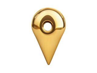 Isolated Golden 3D Map Pin with Hollow Center
