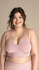 Confident Plus-Size Woman Posing in Stylish Crop Top for Body Positivity Fashion Campaign