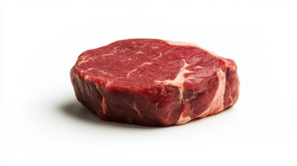Obraz premium Single raw beef steak on white background.