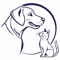 Vector illustration of a cat and dog logo embodies the perfect combination of creativity and recognition for any brand
