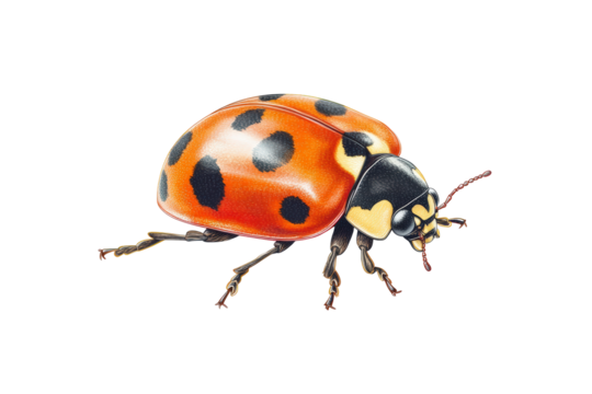Isolated Ladybug with Detailed Wings, Legs and Spots