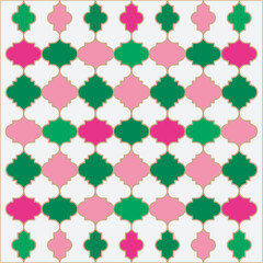 GREEN AND PINK ARABESQUE PATTERN