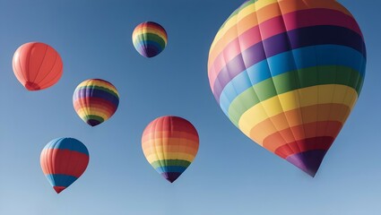 Obraz premium vibrant balloons floating upwards in a clear sky for use in party or joyful campaigns