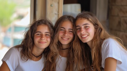 young pretty female siblings posing together