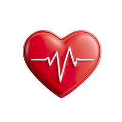 3D Heart Icon with Glowing Pulse Line, Perfect for Healthcare, Love, and Tech Designs