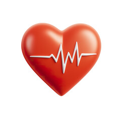 3D Heart Icon with Glowing Pulse Line, Perfect for Healthcare, Love, and Tech Designs