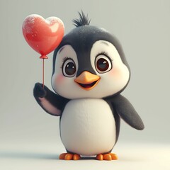 Penguin Valentine balloon