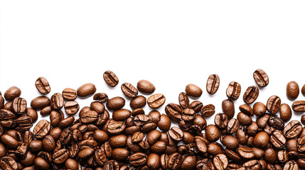 Coffee beans bottom frame. White background