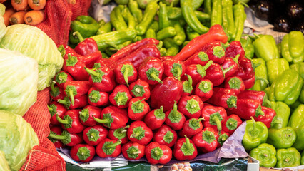 Red peppers at a street market.