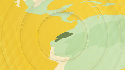 Abstract Map of Ecuador and Surrounding Regions with Circular Patterns.