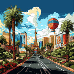 Las Vegas. Las Vegas hand-drawn comic illustration. Vector doodle style cartoon illustration © BHM