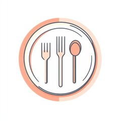 Plate, fork, spoon, cutlery, food, restaurant, dining, menu, simple illustration