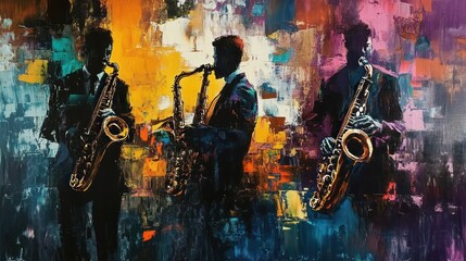 Saxophone Symphony: A Vivid Abstract Jazz Trio