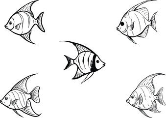 Modern sketch of a tropical fish with out background.