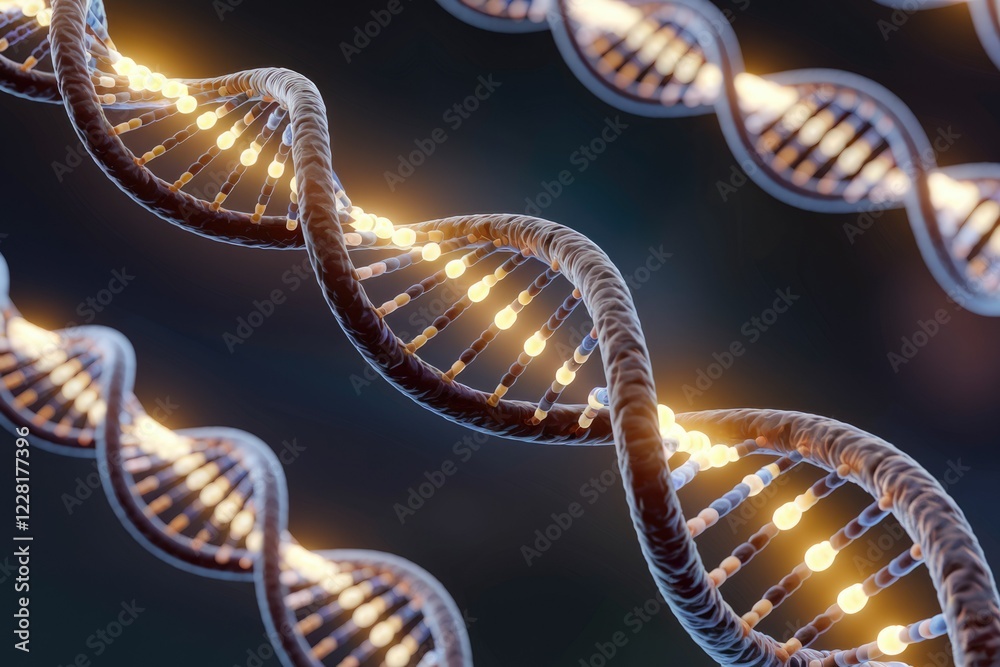Aufkleber glowing dna strands, a visual representation of genetic code and hereditary information.