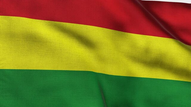 High detailed flag of Bolivia. National Bolivia flag. South America. 3D Render.