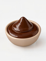 Smooth chocolate dessert in a light bowl ready for indulgence