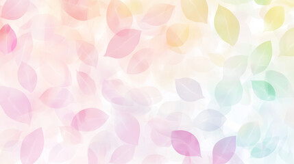 Delicate Pastel Leaves in Soft Botanical Pattern with Copy Space