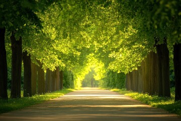 Obraz premium Sunlit Path Through Lush Green Trees
