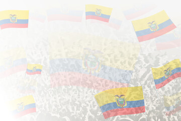 Naklejka premium Celebratory Crowd with Ecuador Flags Background
